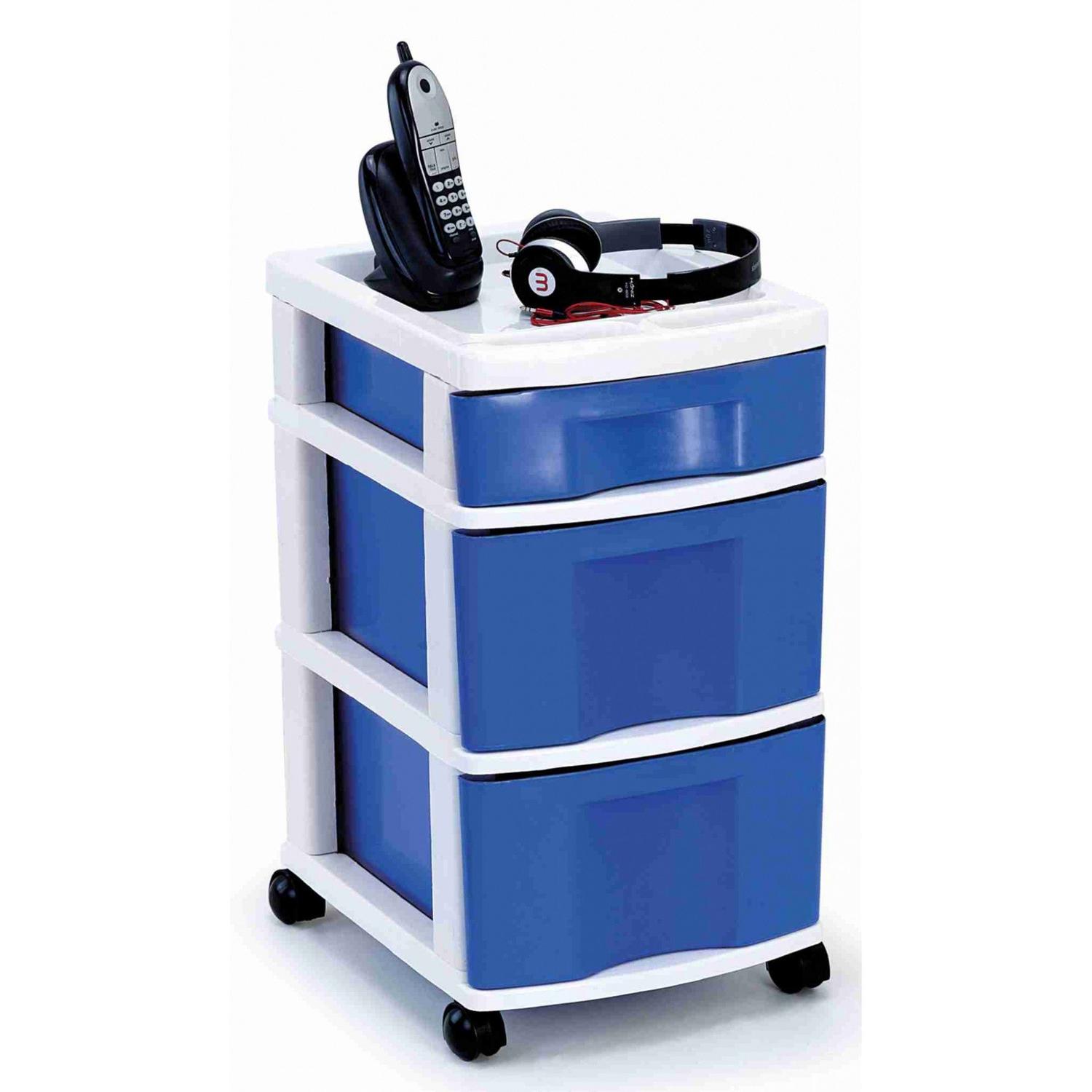 Gaveteiro 3 Gavetas Com Rodinhas Azul 556