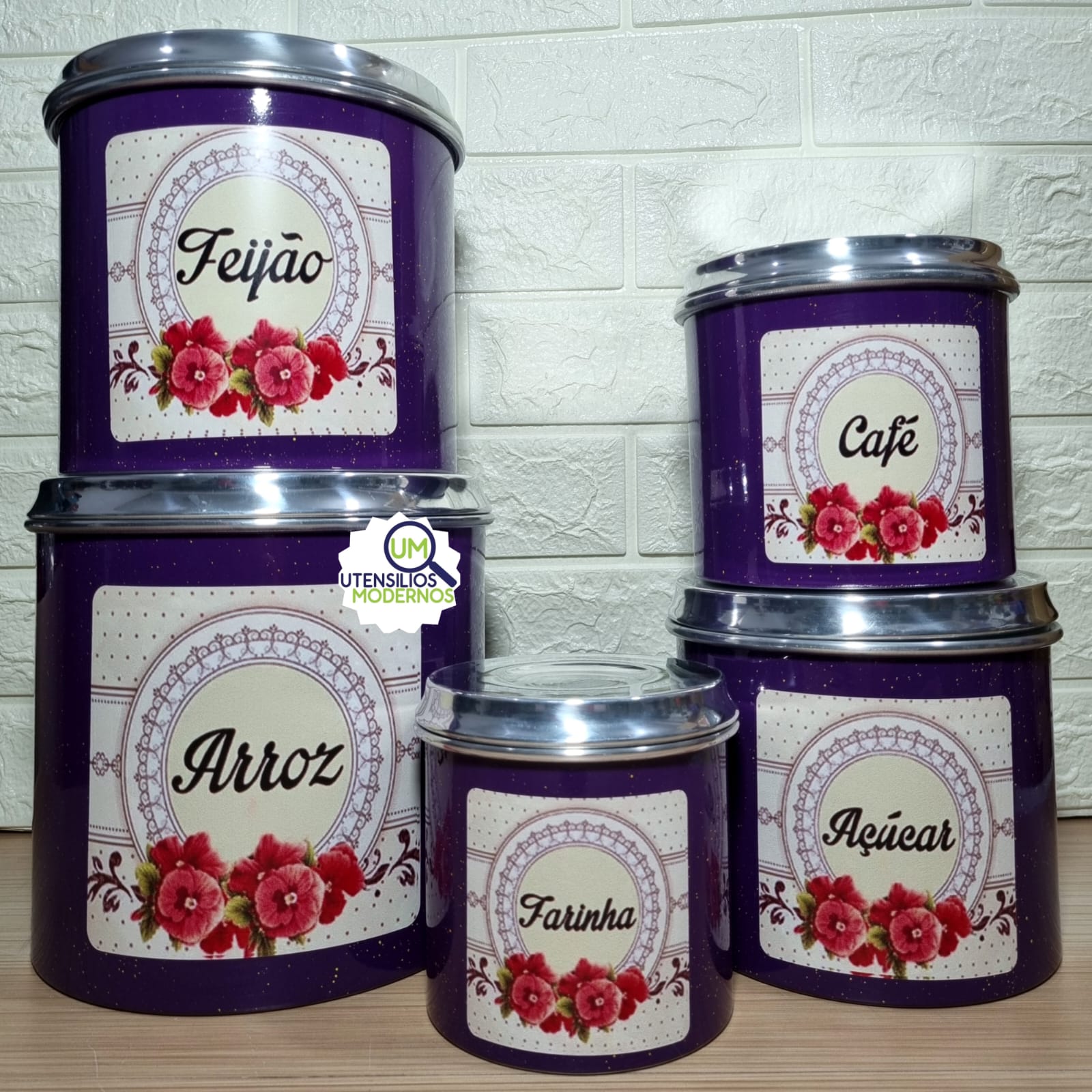 Jogo de Mantimentos 5 Peças Alumínio Roxo...