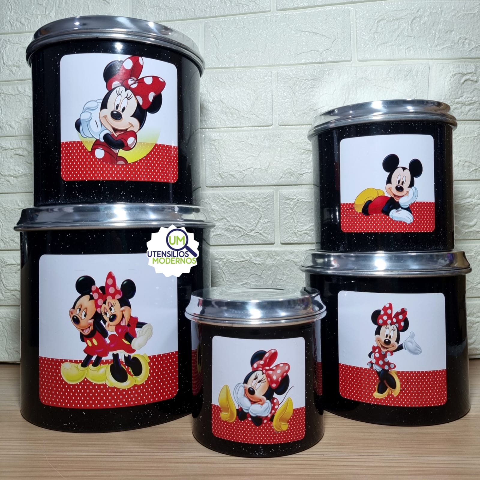 Jogo de Mantimentos Alumínio Preto Minnie...