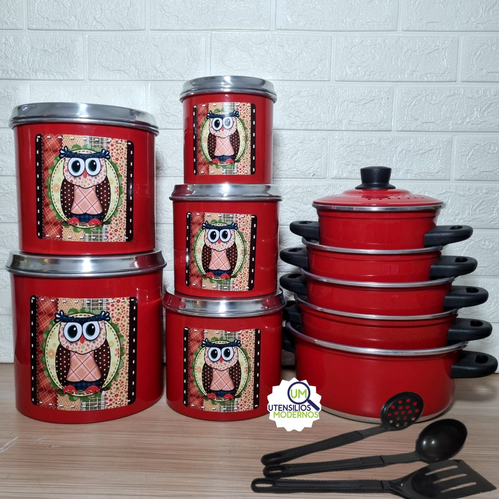 Jogo de Panela 5  Vermelho 5 pçs + Jogo d...