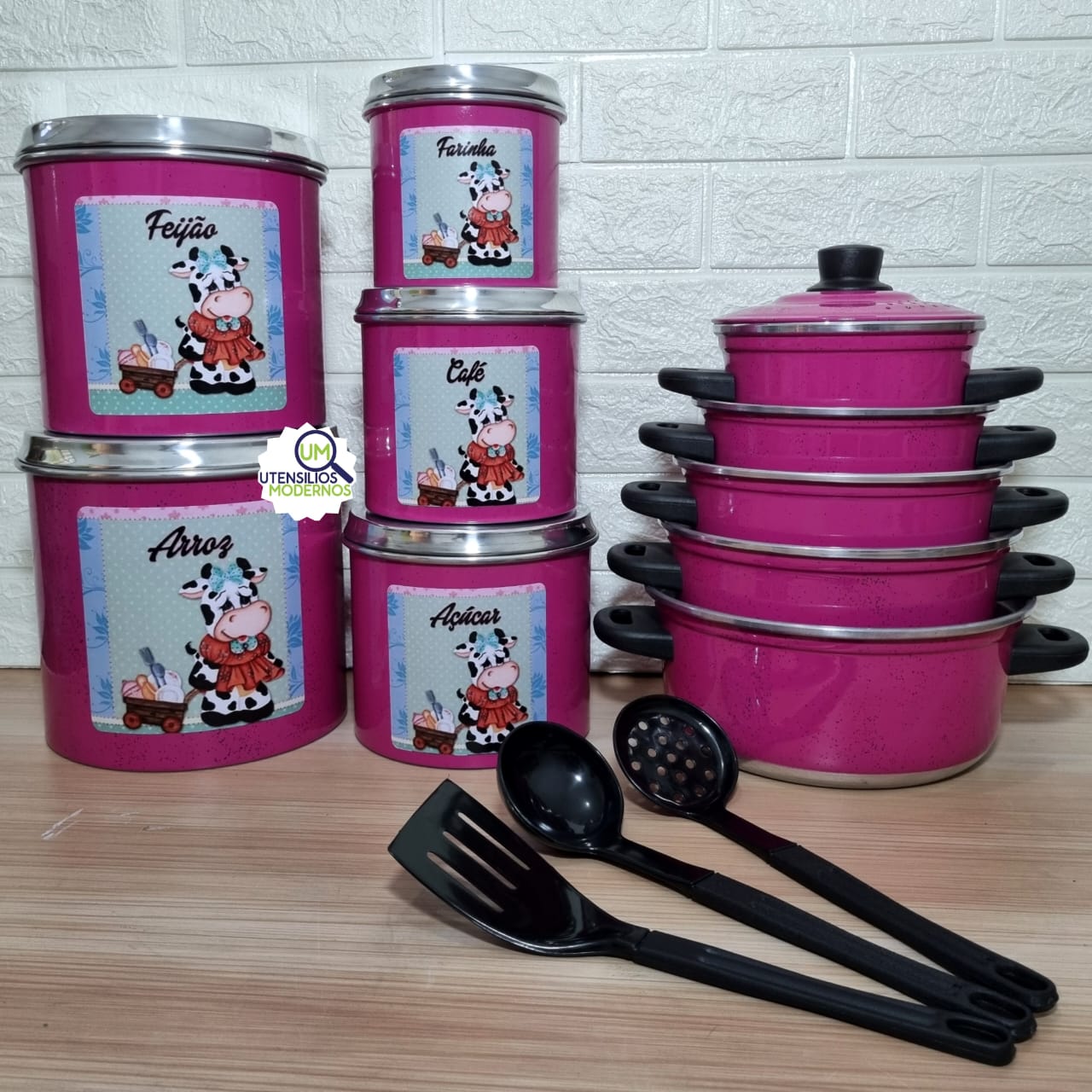 Jogo de Panela Rosa Pink 5 Pçs + Jogo de ...