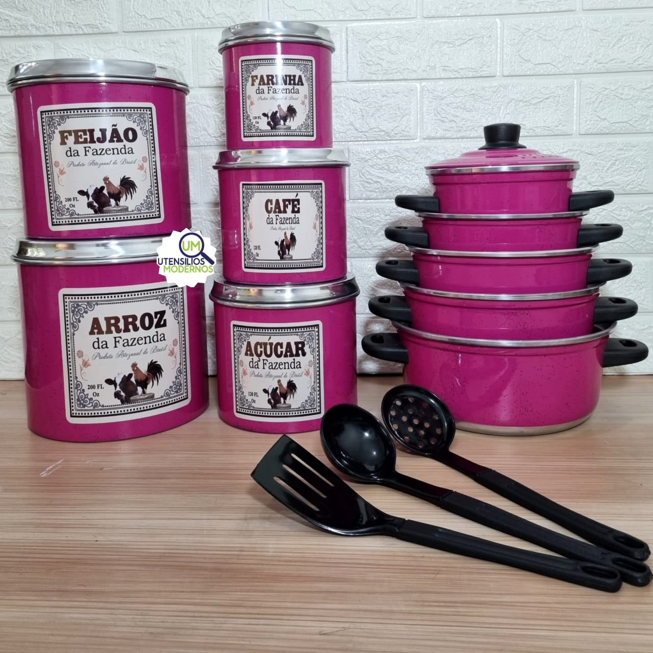 Jogo de Panela Rosa Pink 5 Pçs + Jogo de ...
