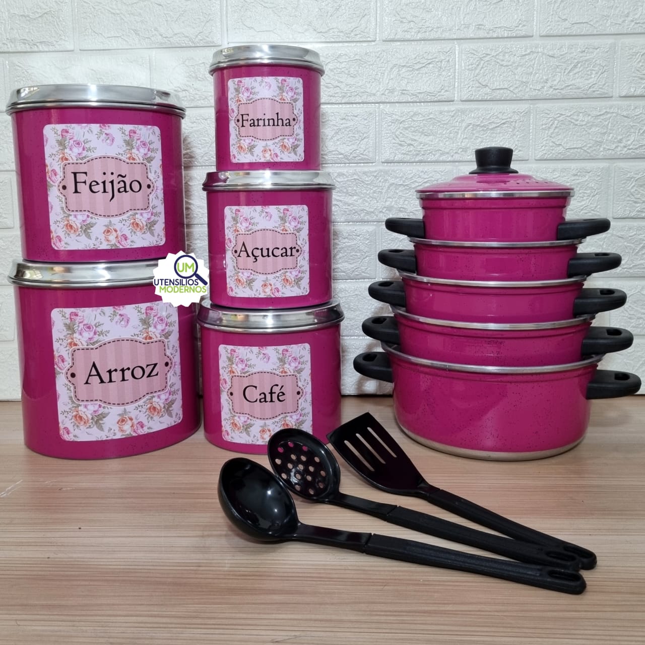 Jogo de Panela Rosa Pink 5 Pçs + Jogo de ...
