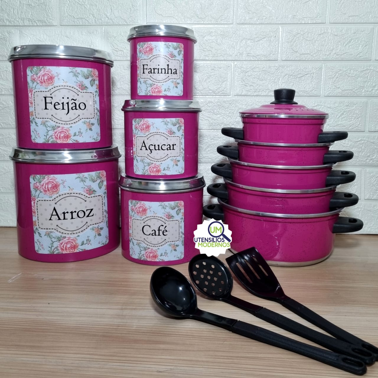 Jogo de Panela Rosa Pink 5 Pçs + Jogo de ...