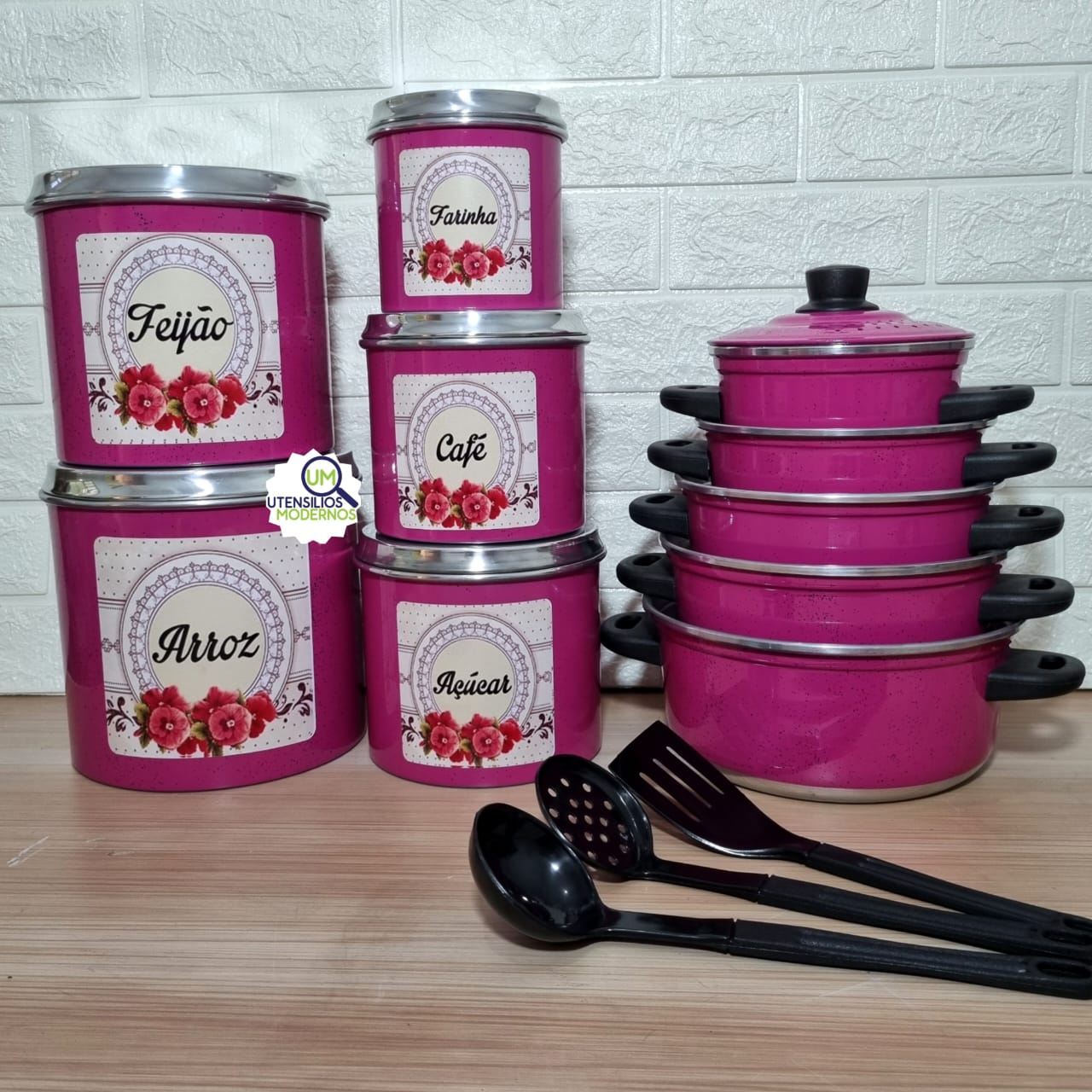 Jogo de Panela Rosa Pink 5 Pçs + Jogo de ...