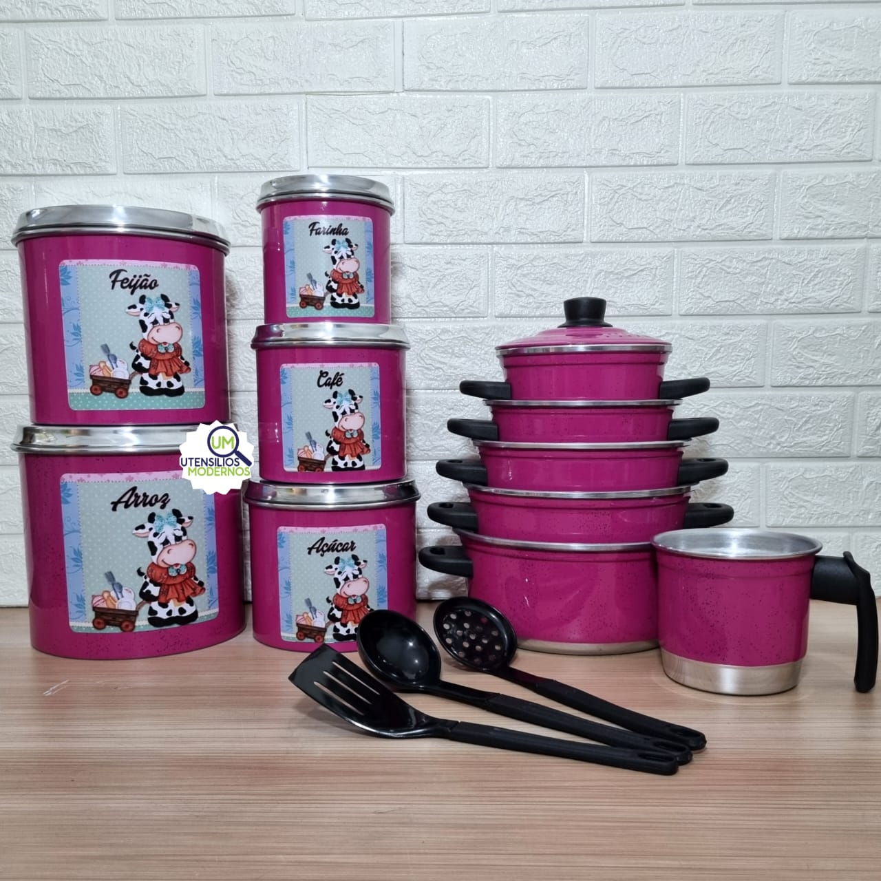 Jogo de Panela Rosa Pink 5 Pçs + Ferv +Jo...