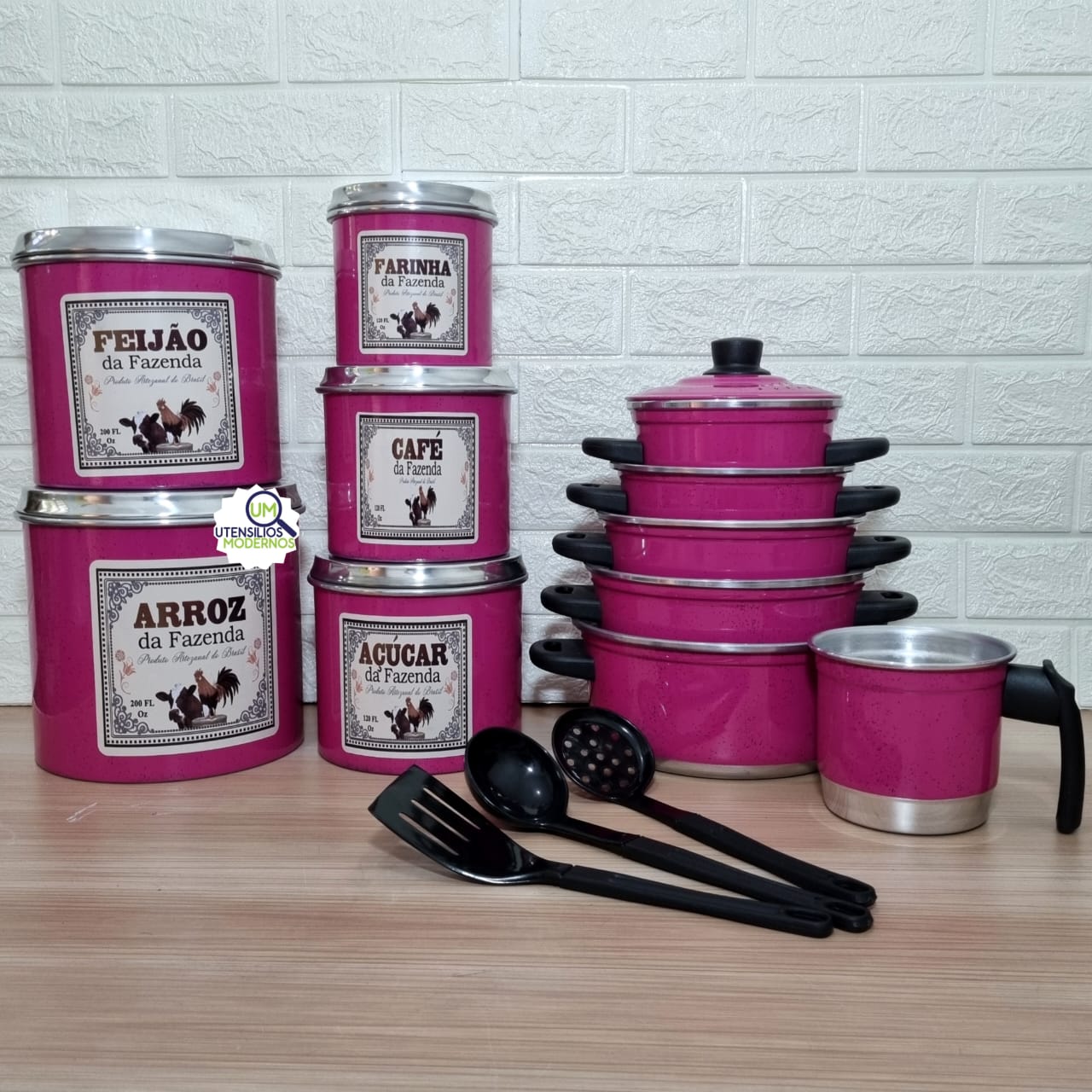 Jogo de Panela Rosa Pink 5 Pçs + Ferv + J...