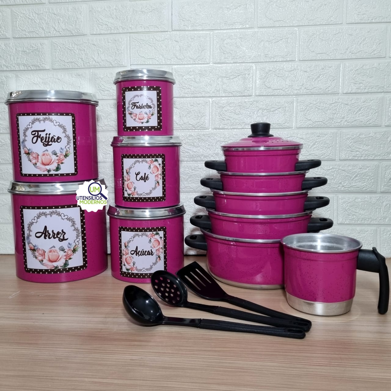 Jogo de Panela Rosa Pink 5 Pçs + Ferv + J...