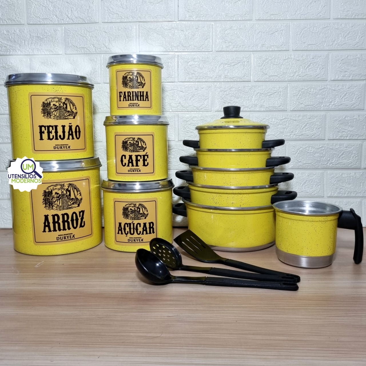Jogo de Panela 5 Pçs Amarelo + Ferv +Jogo...