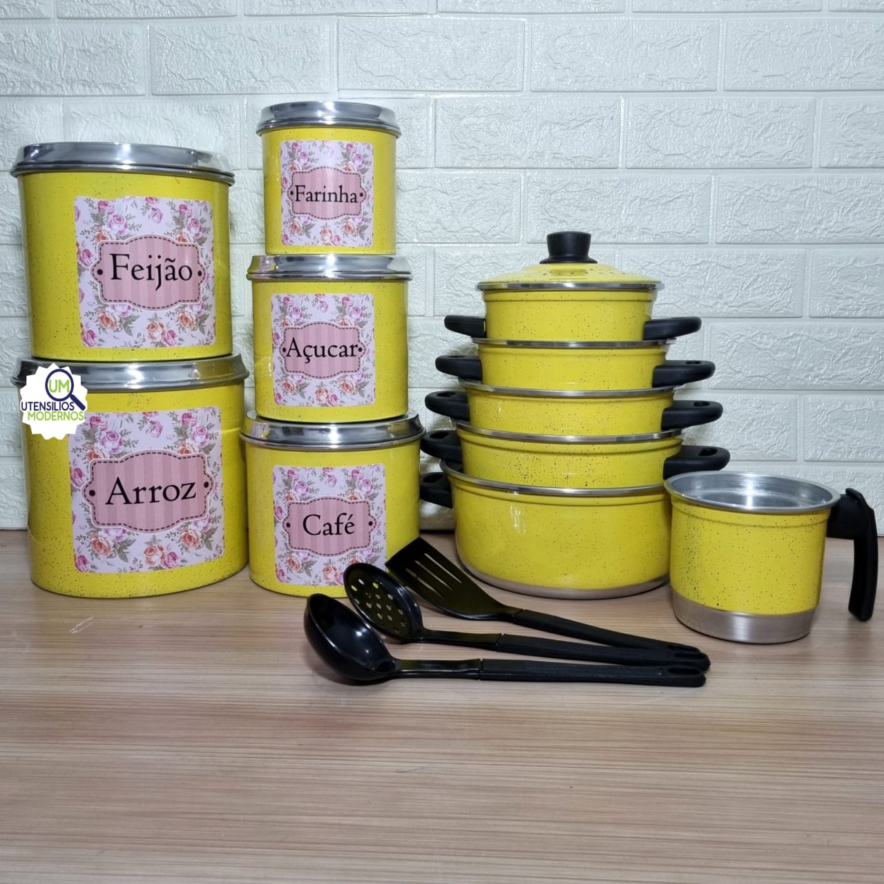 Jogo de Panela 5 Pçs Amarelo + Ferv + Jog...