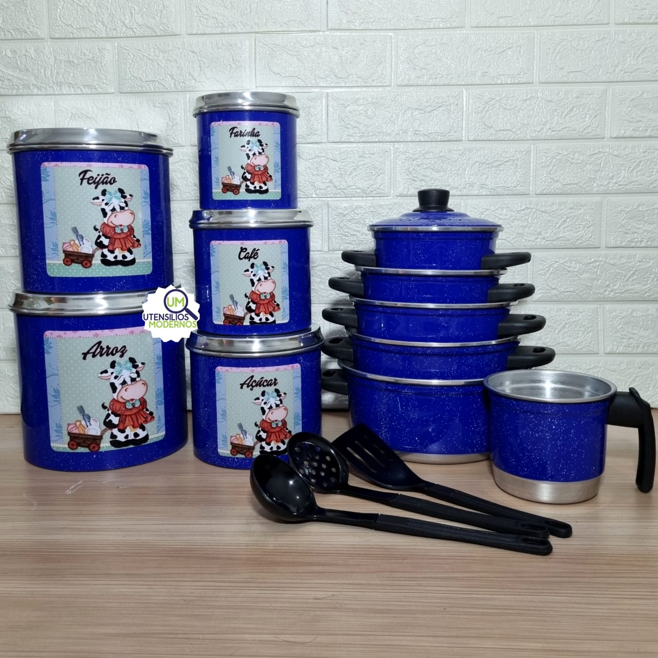 Jogo de Panela 5 Pçs Azul + Ferv +Jogo de...