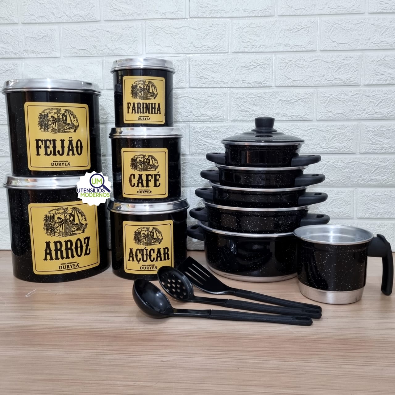 Jogo de Panela 5 Pçs Preto + Ferv +Jogo d...