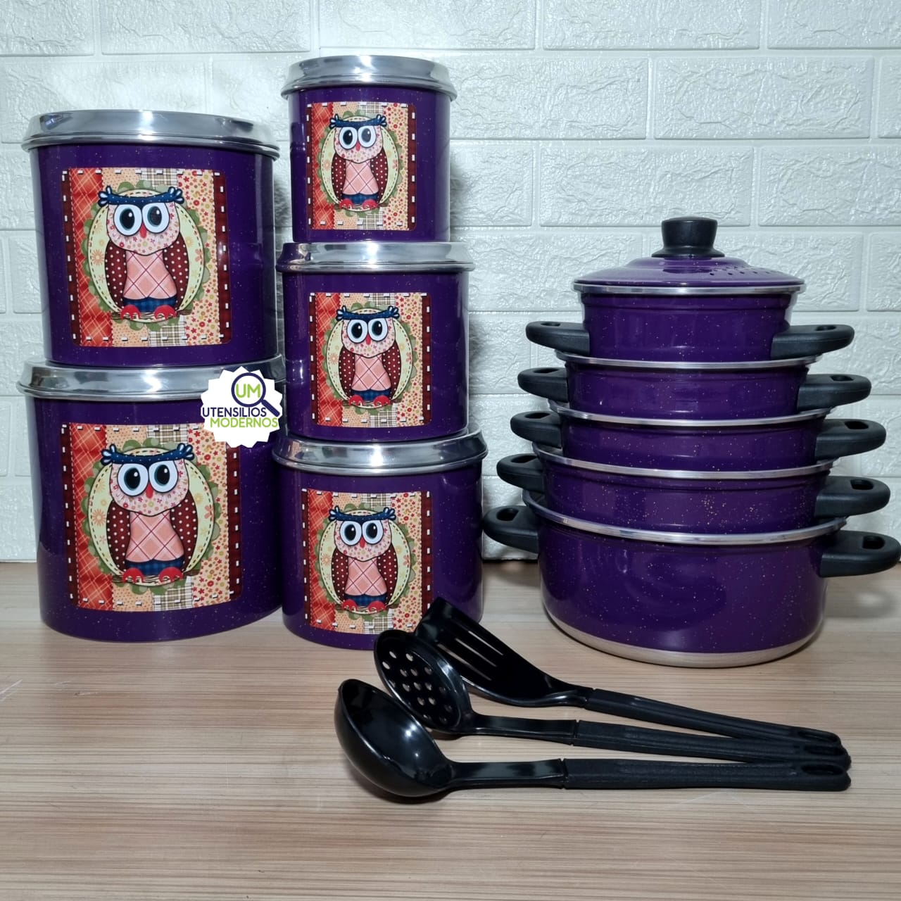 Jogo de Panela 5 Pçs Roxo + Jogo Mantimen...