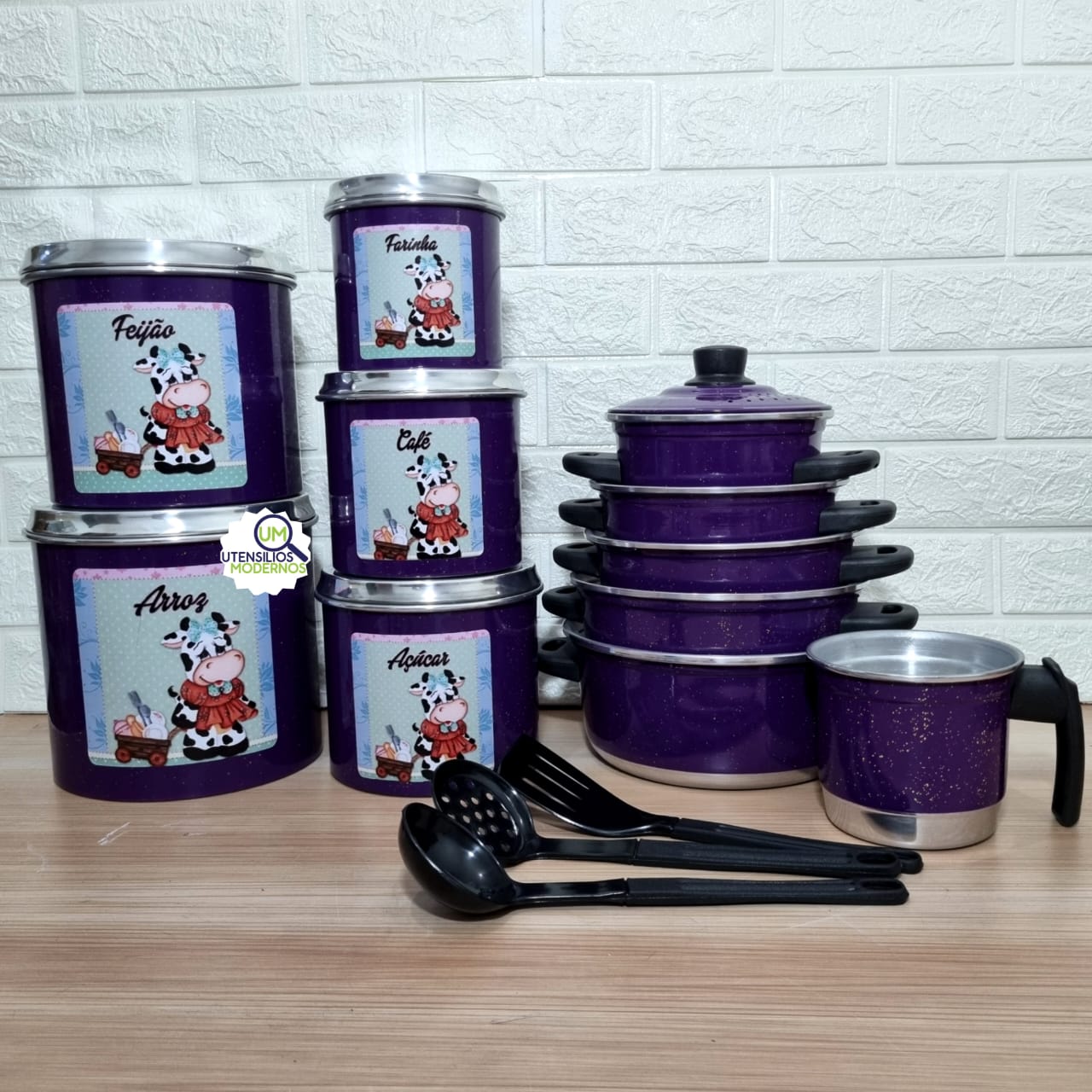 Jogo de Panela 5 Pçs Roxo + Ferv + Kit Ma...