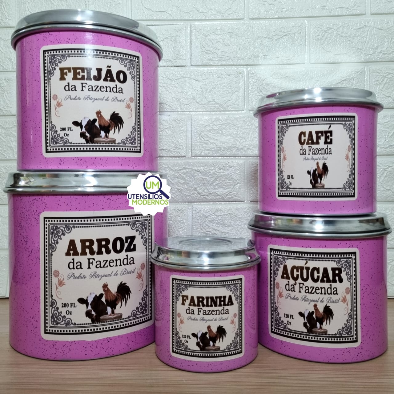 Jogo de Mantimentos Alumínio Rosa Bebê Fa...