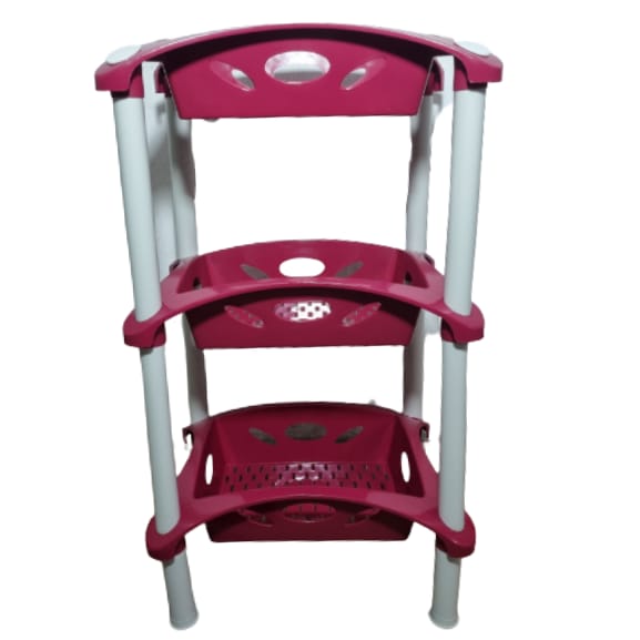 Fruteira Com 3 Cestas Plástico Rosa 719