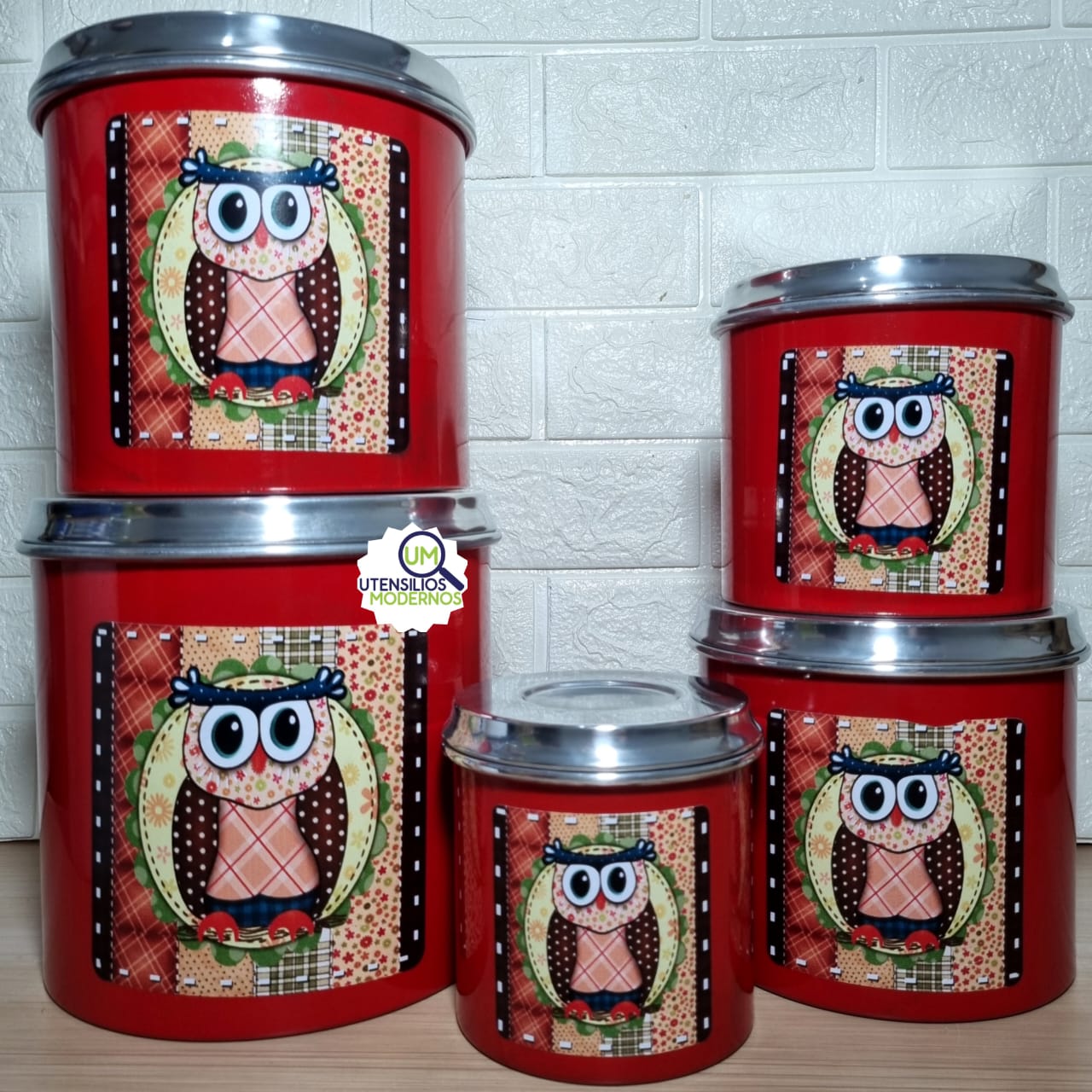 Jogo de Mantimentos Alumínio 5 Peças Verm...