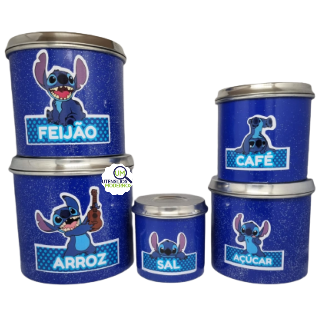 Porta Mantimentos em Alumínio Stitch Azul