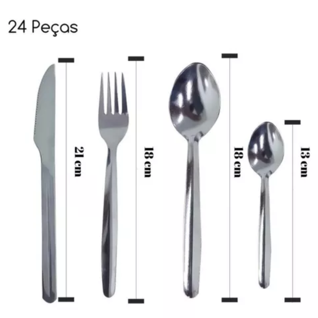Conjunto de Talheres Inox Classic 24 Peça...