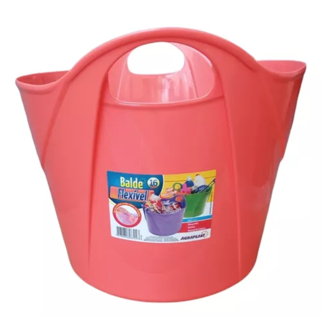 Balde Flexível Plástico 16 Litros Vermelh...