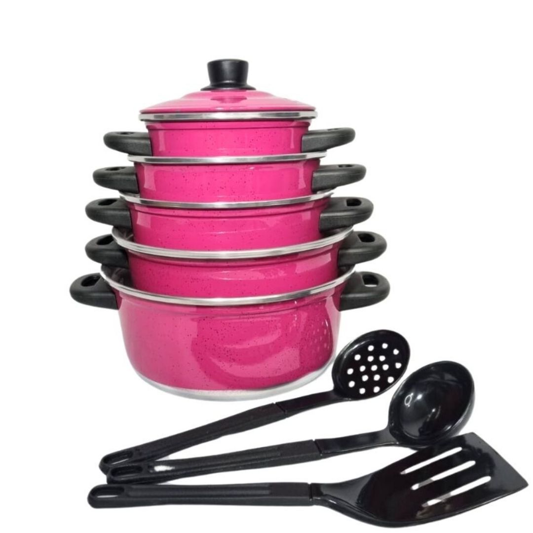 Jogo de Panelas de Aluminio 5 Peças Rosa ...