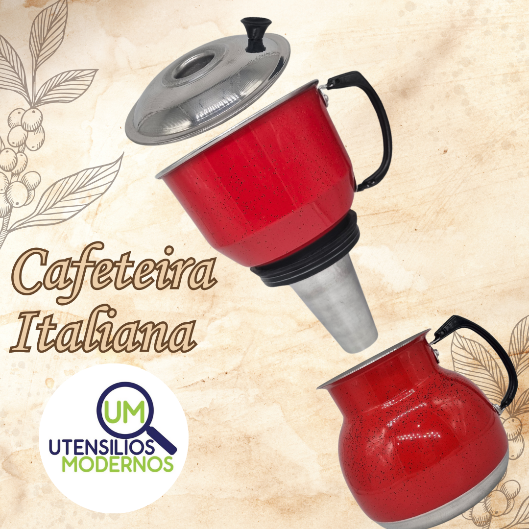 Cafeteira Italiana de Alumínio Vermelho 1 L