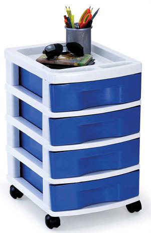 Gaveteiro 4 Gavetas Com Rodinhas Azul 564