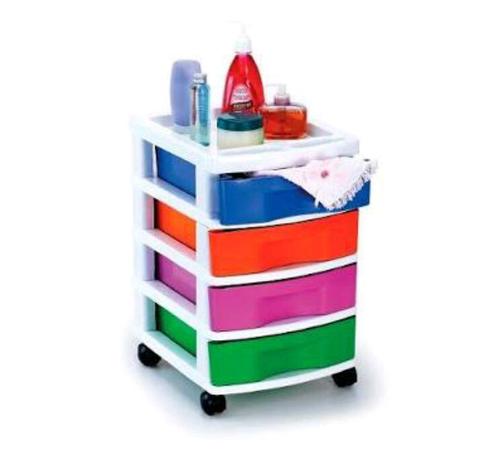 Gaveteiro 4 Gavetas Com Rodinhas Colorido...