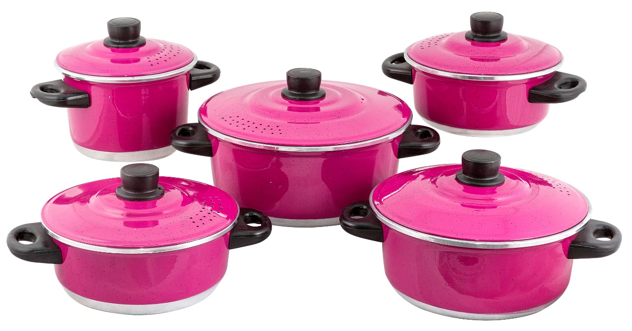 Jogo de Panela Rosa Pink 5 Pçs + Jogo de ...
